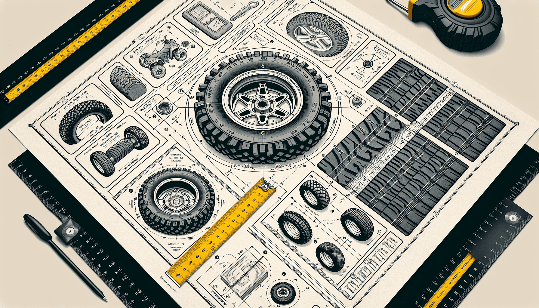 Cartoon image showing different tire sizes